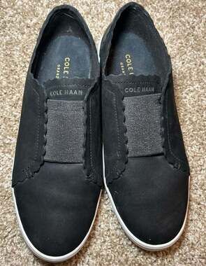 Cole Haan Grand Crosscourt Scalloped Slip-On Sneakers Black Size 8B